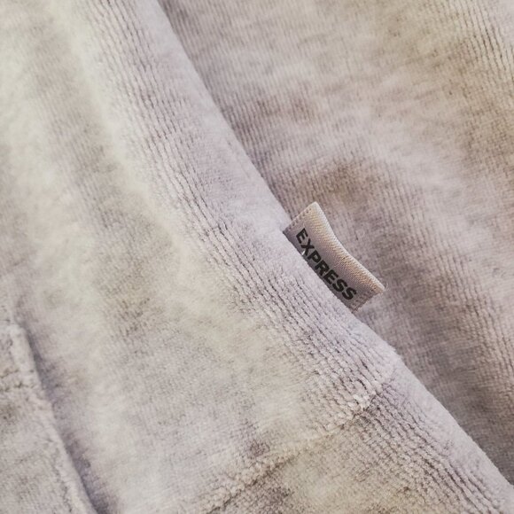 Express L Velour Vintage track jacket Gray & dark Gray stripes Full zip Hooded - Picture 10 of 11